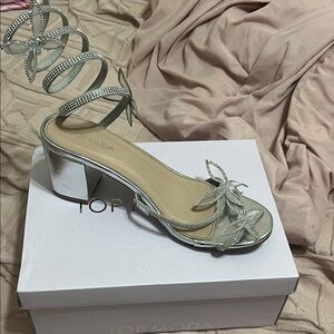 TOP Moda Silver Strappy Heels
